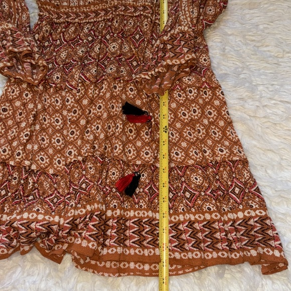 Nostalgia Women’s Printed Boho Mini Orange Dress, Size M - Picture 8 of 14